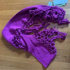 Vintage Y2K Echo Magenta Macramé Accented Skinny Scarf, NWT